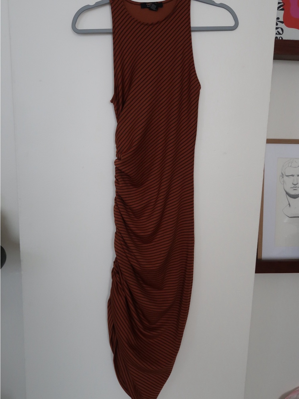 Forever 21 Rust and Black Striped Midi Dress